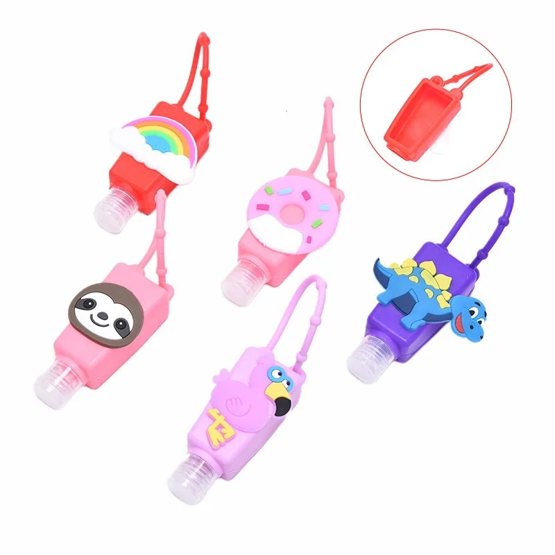 1pcs Cute Cartoon 30ml Mini Hand Sanitizer Split Bottles Portable Detachable Cover Silicone Bath Shower Hand Gel Holder