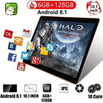 

2020 New 10 Inch Tablet PC Free Shipping Android 8.1 Tablet 10 Core 6GB + 128GB Dual SIM Dual Camera 4G Tablets Computer Network