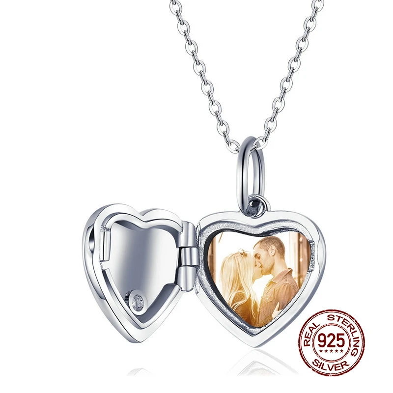 

MOWIMO Customized Photo Heart Charm 100% 925 Sterling Silver Fit Original Pandora Bracelet Pendant Necklace DIY Jewelry BNC102