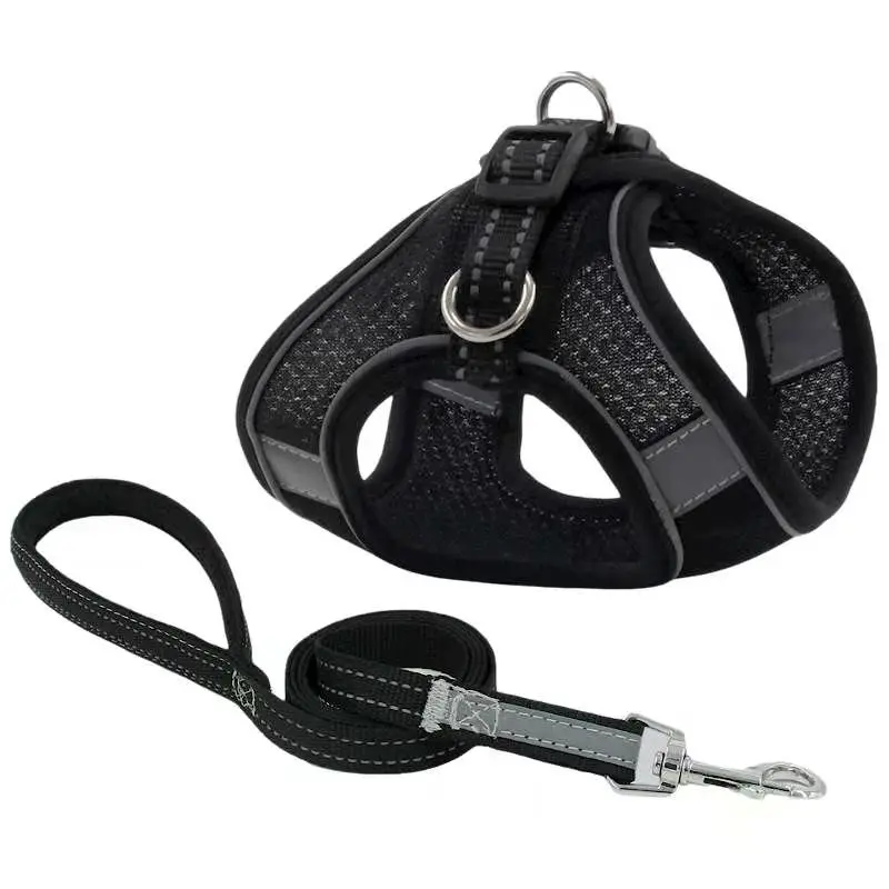 

Mesh Dog Harness Adjustable Walking Running Comfortable Soft Pet Dogs Harnesses Leash Suit Reflective Prevent Shake Off Dog Vest