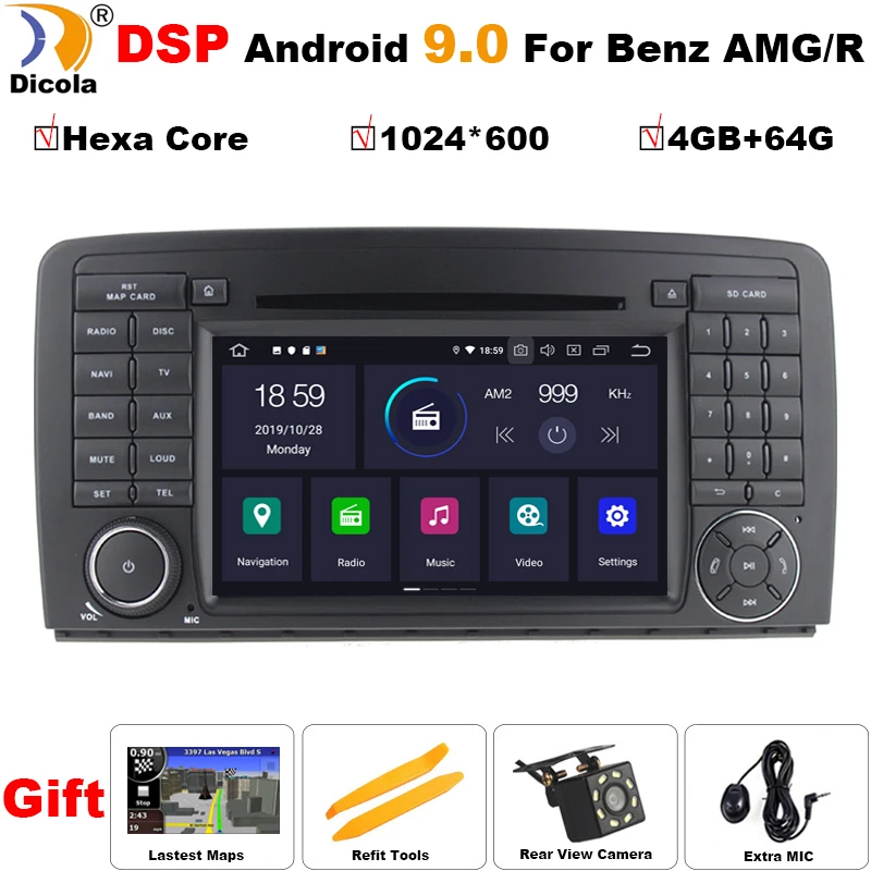 ##BUY Hexa Core IPS DSP Android 9.0 Car DVD for Mercedes Benz AMG R Class W251 R280 R300 R320 R350 GPS Radio Stereo 4GB RAM 64GB ROM