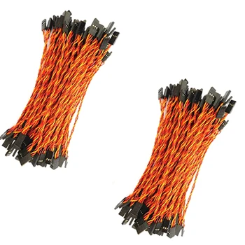

100Pcs 15cm Male to Male 30 Core Filaments Twisted Pair Wire Extension Leads For Airplane Model Steering Motor Brown-Red-Orange