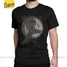 Мужские Viking футболки Ворон футболка Valhalla Винтаж с круглым вырезом Рубашка с короткими рукавами Топы из хлопка футболка