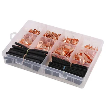 

Open Barrel Wire Crimp Copper Ring Lugs Wire Crimp Terminal Connectors OT with Heat Shrink Tubing Assortment Kit(300Pcs)