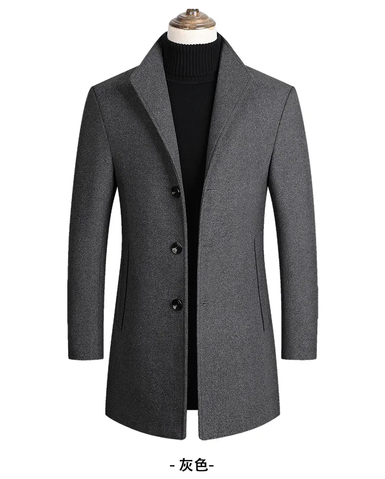 Мужской зимний длинный Тренч для мужчин, формальное плотное пальто, черный, синий, серый, красный, коричневый ветровка, мужская верхняя одежда из хлопка