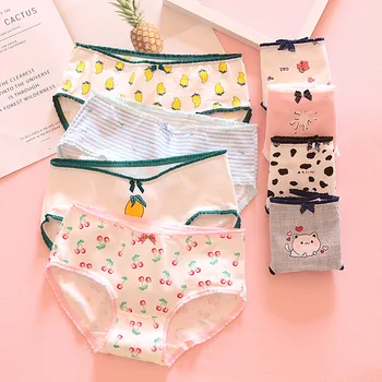 

Cute Printed Women's Panties Soft Cotton Seamless Mid-rise Underwear Briefs Girls Sanitary Breathable Sweet Pants Lingerie