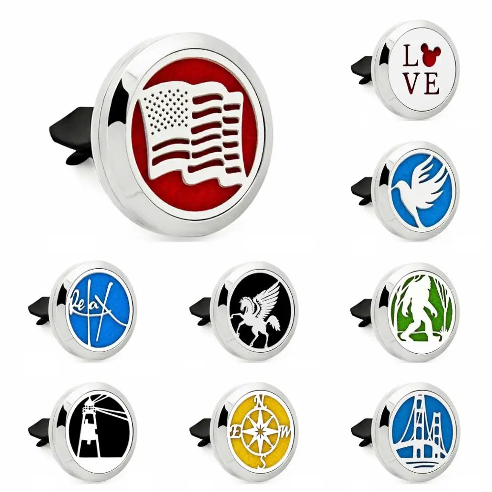 

new arrivals 30mm Car Aroma Locket 316L Stainless Steel twist Car Essential Oils Diffuser Locket 10pads