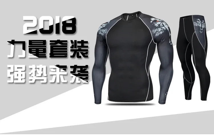 New Style Sports Tight Set Men's Quick Drying Pants Basketball Elasticity Running Outdoor Workout Clothes Two Piece Set