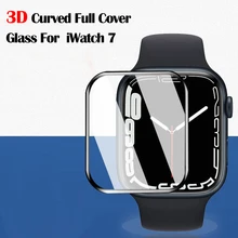 3D Curved Tempered Glass For Apple Watch Series 7 45mm 41mm Full Cover Screen Protector For iWatch 7 iwatch7 HD Protective Film