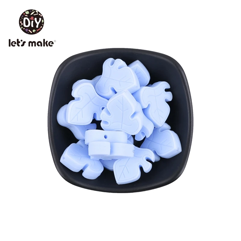 leaves candy blue Let's Make 5 шт Силиконовые Бусины без бисероплетения BPA пищевая бусина для прорезывания зубов DIY пустышка Каин кактус, лист Uicorn Baby Teether аксессуары - Цвет: leaves candy blue