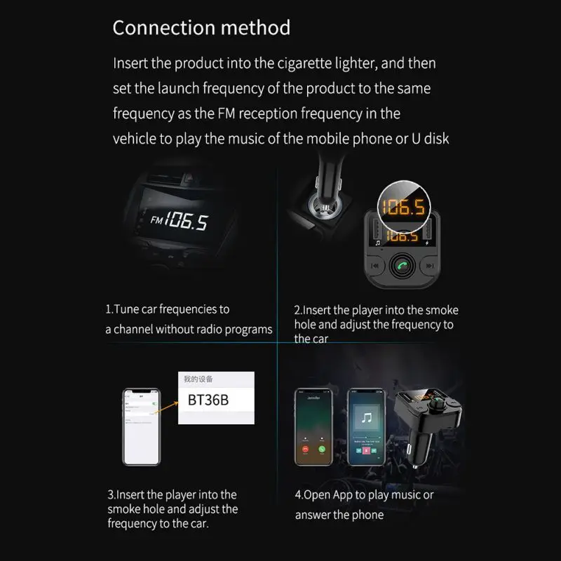 Автомобильное зарядное устройство Dual USB с fm-передатчиком Bluetooth Hands-free fm-модулятор автомобильное зарядное устройство для телефона