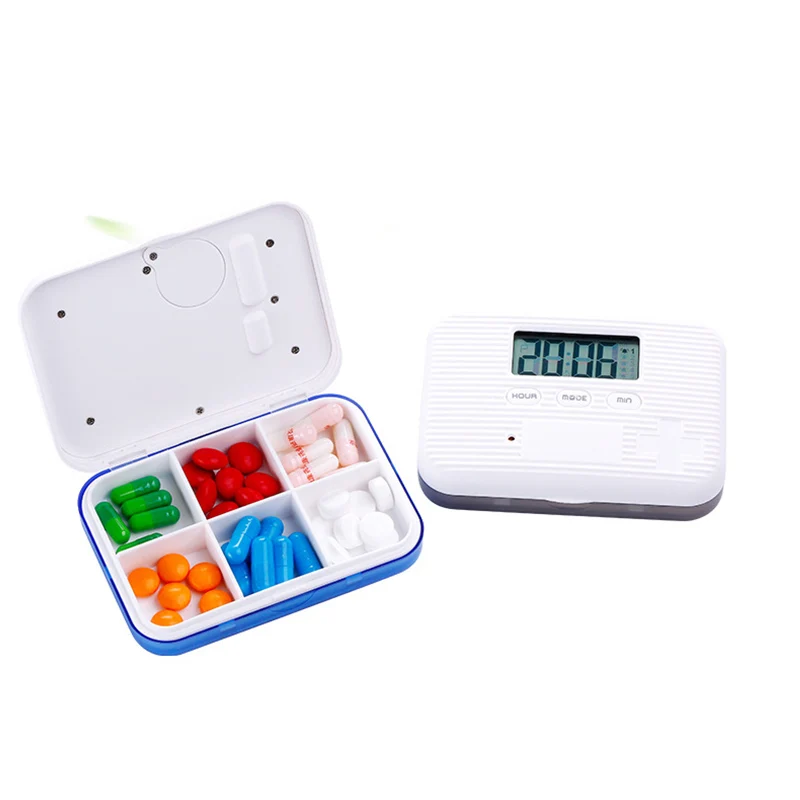 

Pockets Mini Pill Box Case Electronic Timer Alarm Clock Reminder Medicine Store Multifunctional LB88