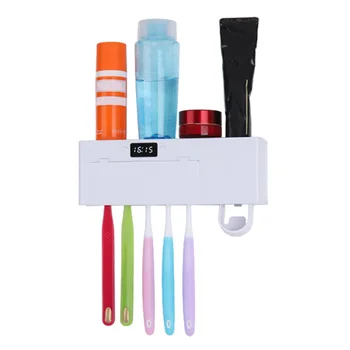 

Toothbrush Disinfection Holder Auto Electric Toothbrush Sterilizer Rack UV Light Timed Sterilization Toothbrush with Squeeer