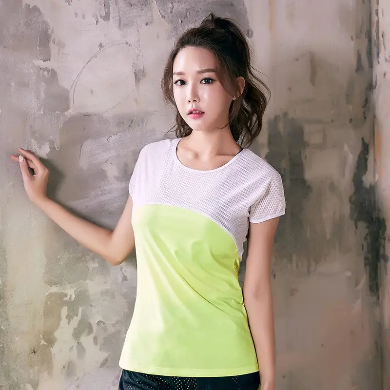 Women Mesh Patchwork Breathable Running Tee Shirts Short Sleeve Quick Dry Fitness Yoga Women Outdoor Workout Tshirts Anti Sweat - Цвет: Зеленый