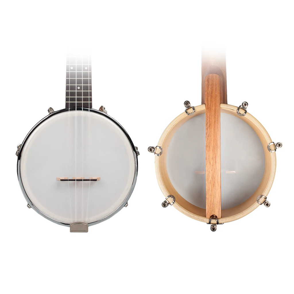 Белый 26 дюймов банджо Banjolele миниатюрная гитара укулеле-4-String Винтаж-покрытием с сумкой электронный тюнер - Цвет: Белый