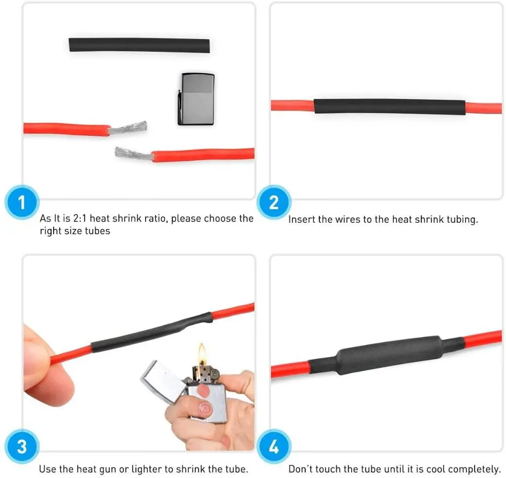 270 pcs 3:1 Dual Wall Adhesive Heat Shrink Tubing kit, 6 Sizes(Dia):1/16