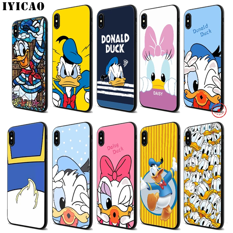 IYICAO Дональд Дак милый мягкий черный силиконовый чехол для iPhone 11 Pro Xr Xs Max X или 10 8 7 6