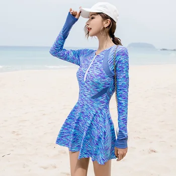 

Plus Size Sexy Bathing Clothes Swimsuits Women 2019 Swimwear One Piece Bath Suits Swimsuit Large New Sports Long Sleeve With