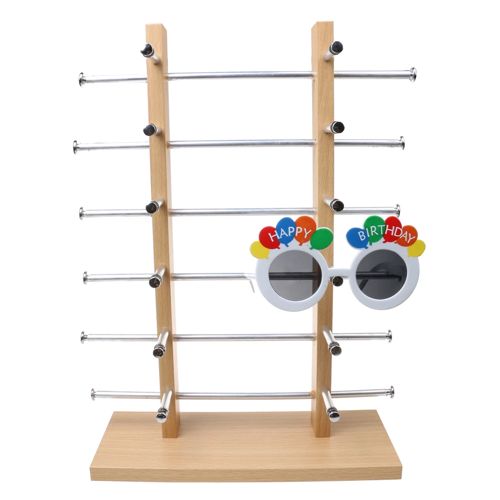 6-Layer Sunglasses Eyeglasses Display Wooden Frame Rack Stand Holder Organizer silver color Displaying sunglass eyeglass and glasses