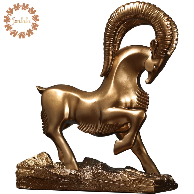 

Abstract Golden Goat Sculpture Decoration Creative Retro Goat Molding Resin Crafts Resin Ornament Home Accessories, Best Gift