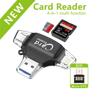 

4 in 1 Type-c/Micro USB/USB 2.0 Memory Card Reader Micro SD Card Reader for Android Ipad/iphone pro 11 6 8 X 7plus 6s OTG reader