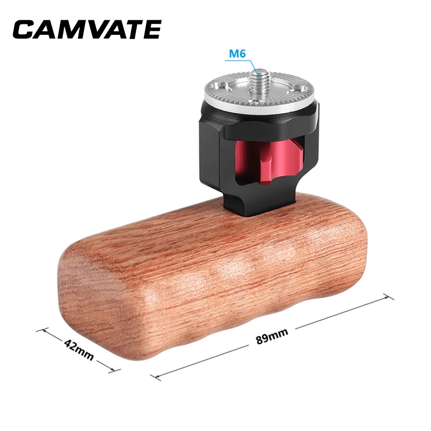  CAMVATE Universal Wooden Handgrip With M6 Rosette Connection For Camera Cage Kit (Left Hand) C2248