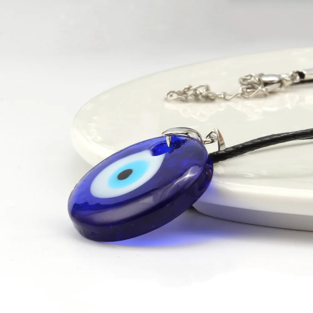 2021 New Fashion Women Blue Glass Evil Eye Pendant Charms Necklace Evil Eye Pendant Necklace Jewelry Accessories