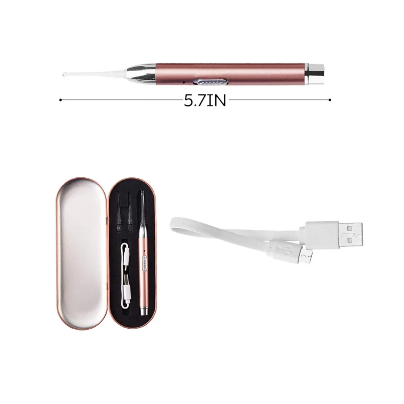 Ушной воск для удаления с подсветкой, светодиодный фонарик для ушей с usb-зарядкой для детей и взрослых, безопасная Ушная кюретка для очистки