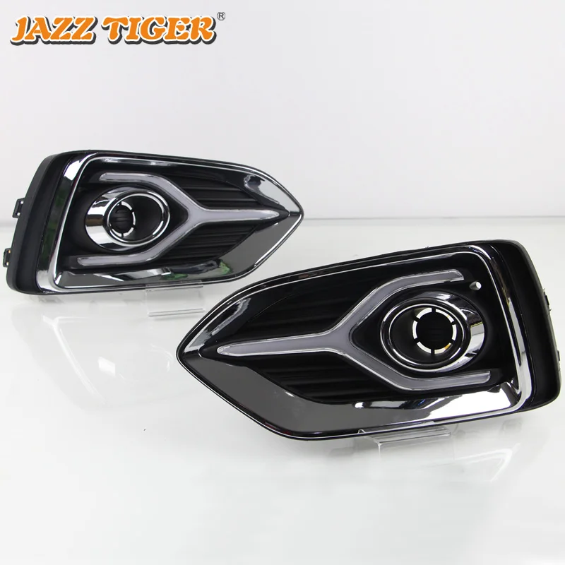  JAZZ TIGER 2PCS Yellow Turn Signal Function 12V Car DRL Lamp LED Daytime Running Light For Hyundai  - 32950842462
