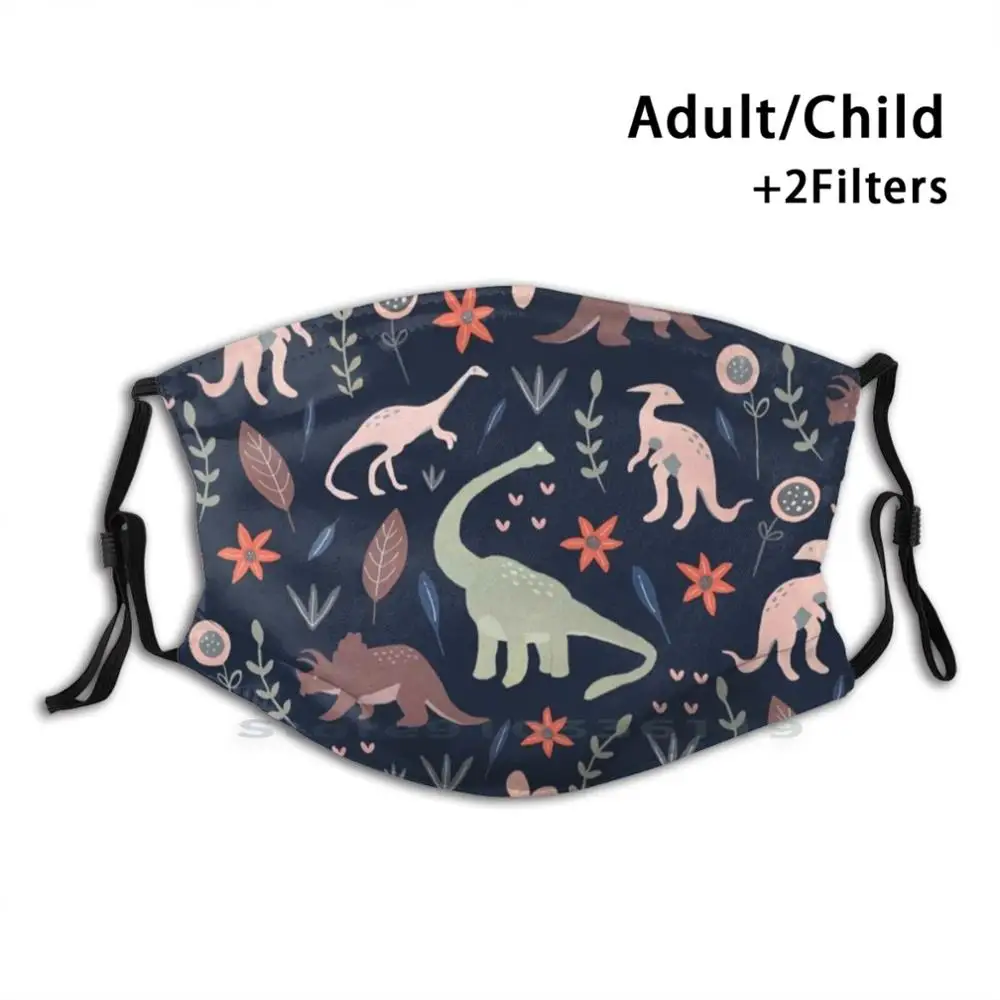 Симпатичные динозавры милый дизайн Пылезащитный фильтр смываемая маска для лица