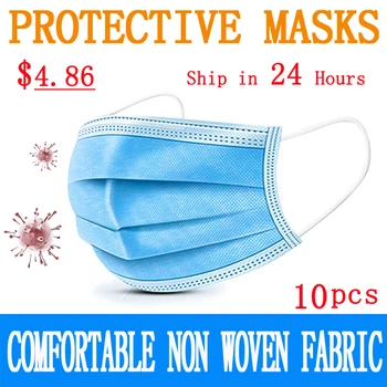 

50Pcs/100pcs Mask Disposable Nonwove 3 Layer Ply Filter Mask mouth Face mask filter safe Breathable dustproof Protective masks