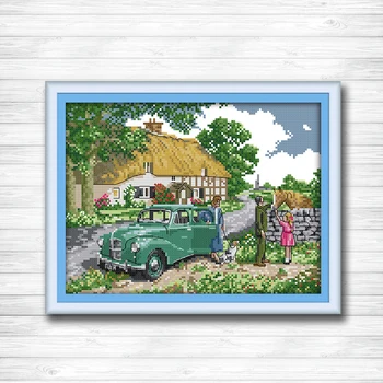 

Farewell scenery car decor painting dmc 14CT 11CT counted cross stitch Needlework Set Embroidery kits chinese cross stitch
