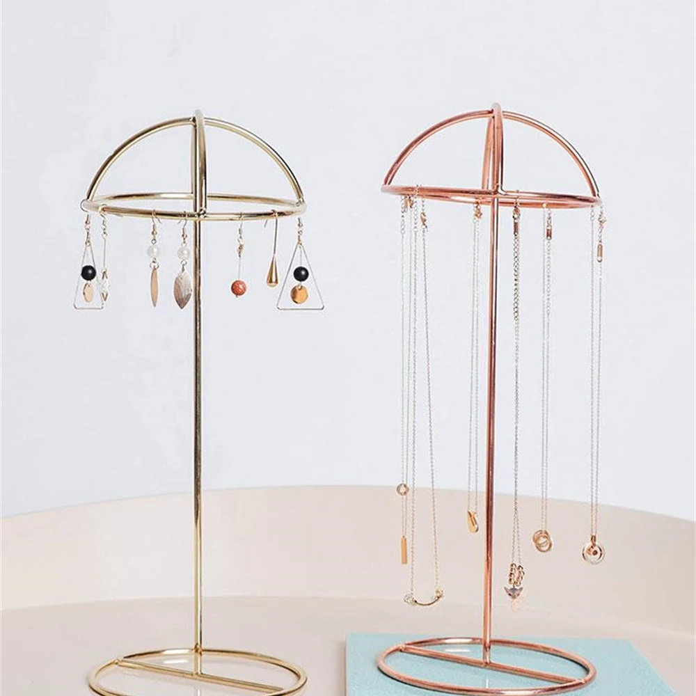 Gold Rose Jewelry Rack Necklace Hanging Stand Earring Holder Storage Rack Jewelry Display