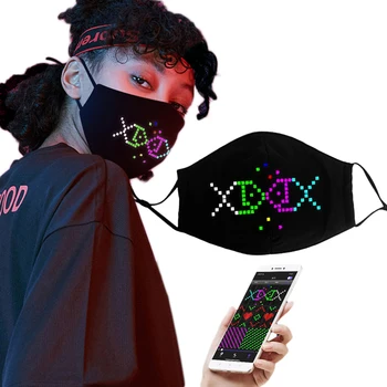 

NEW LED Luminous Party Mask Mobile Phone APP Edit Soft LED Cotton Dust Face Mask Men Women Carnival Music Party Toy