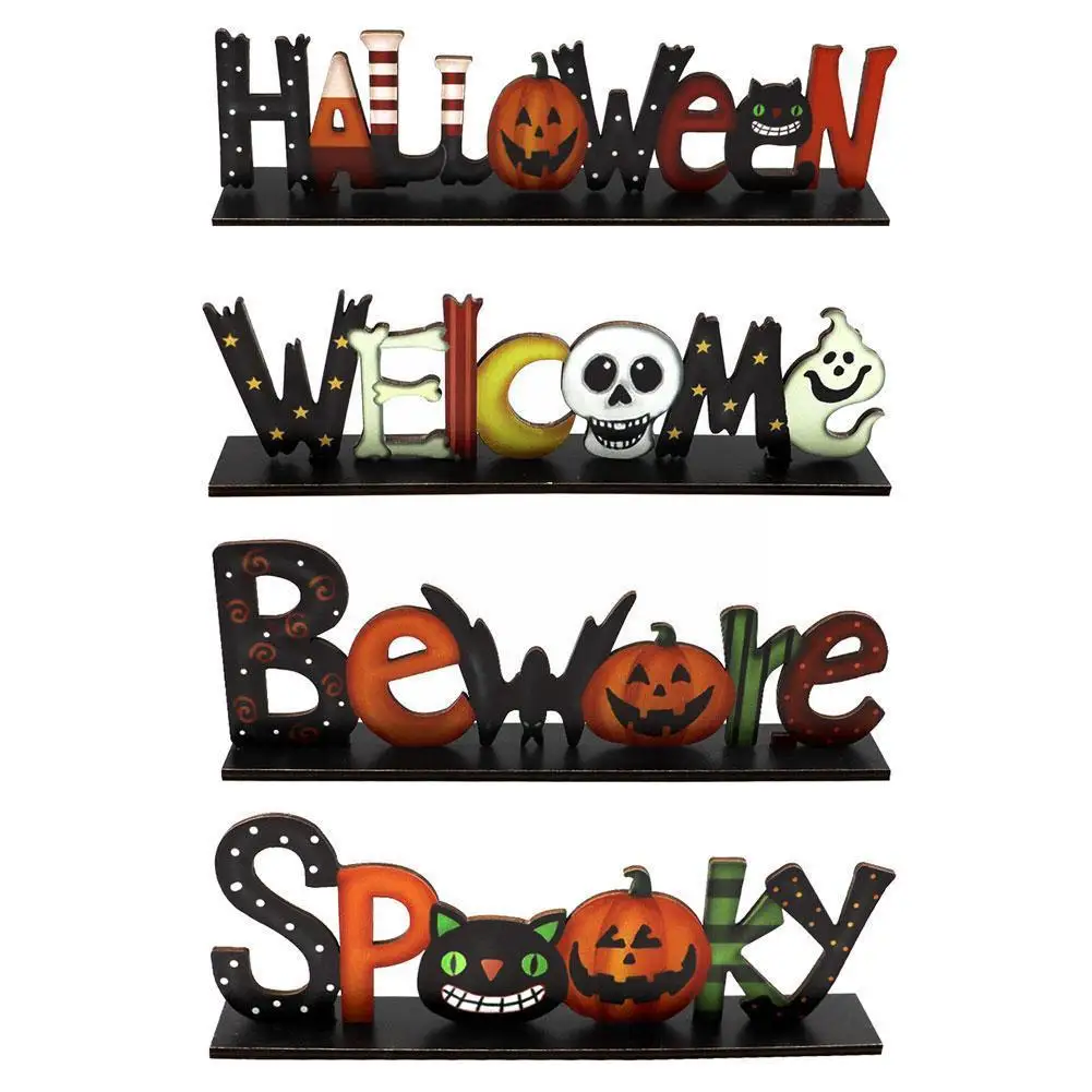 Golf Haast je teugels Halloween Letters Houten Tafel Decoratie Cartoon Pompoen Boerderij Party  Lad Holiday Kat Tier Teken Rustieke Laarzen Achter Q2m0|Party DIY  Decorations| - AliExpress