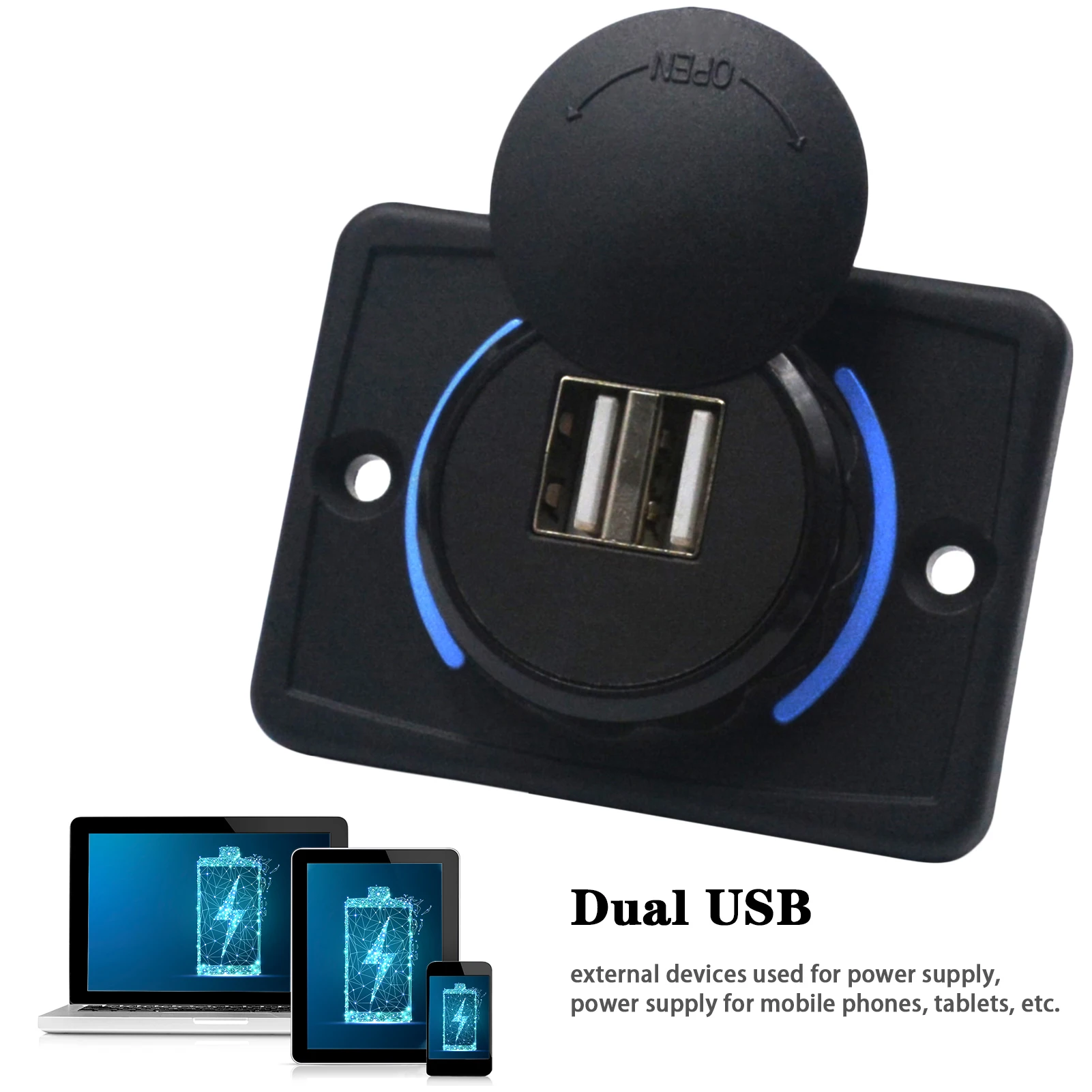 de cargador con puerto USB ABS para coche, accesorios impermeables LED, doble color 12 24V|Relés e de coche| - AliExpress