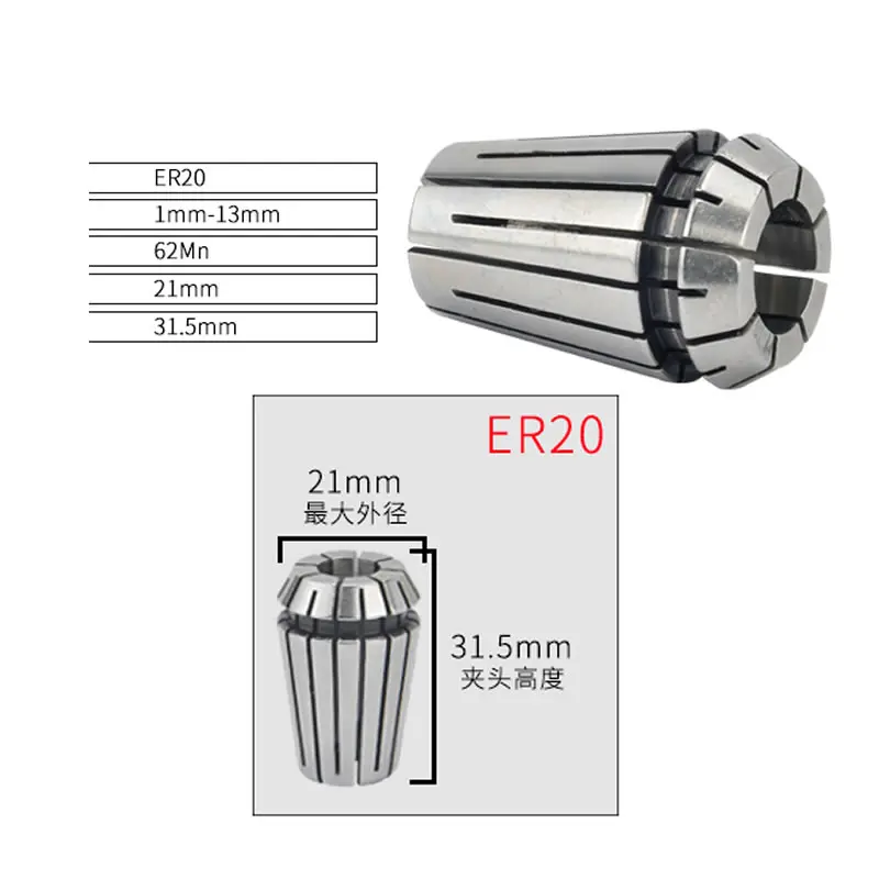 DealMux ER20 ER20-3 mm 4 mm de acero inoxidable fresado CNC primavera Collet