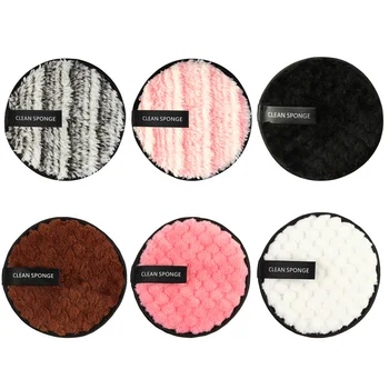 

6pcs Portable Reusable Soft Compression Pad Facial Cleaning Travel Remove Makeup Powder Puff Double Sides Washing Microfiber