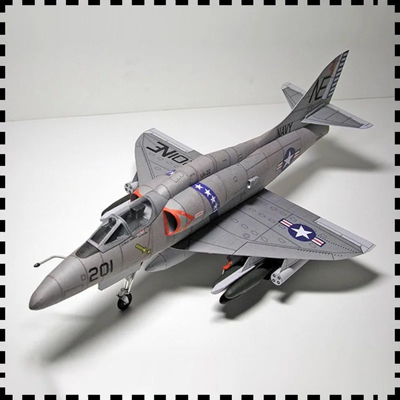 

1:33 U.S. A-4 Skyhawk Aircraft DIY Emulational DIY 3D Paper Card Model Building Set Educational Military Model Construction Toys