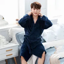 Теплая мужская одежда для сна фланелевая одежда для сна кимоно платье осень зима коралловый флис короткая Пижама-халат Неглиже