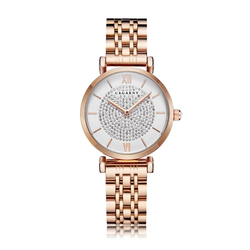 rose gold diamonds Drop Shipping Silver Rose Gold Stainless Steel Bracelet Watch Women Fashion Womens Quartz Watches Ladies Clock Female gift XFCS - Цвет: rose gold diamonds
