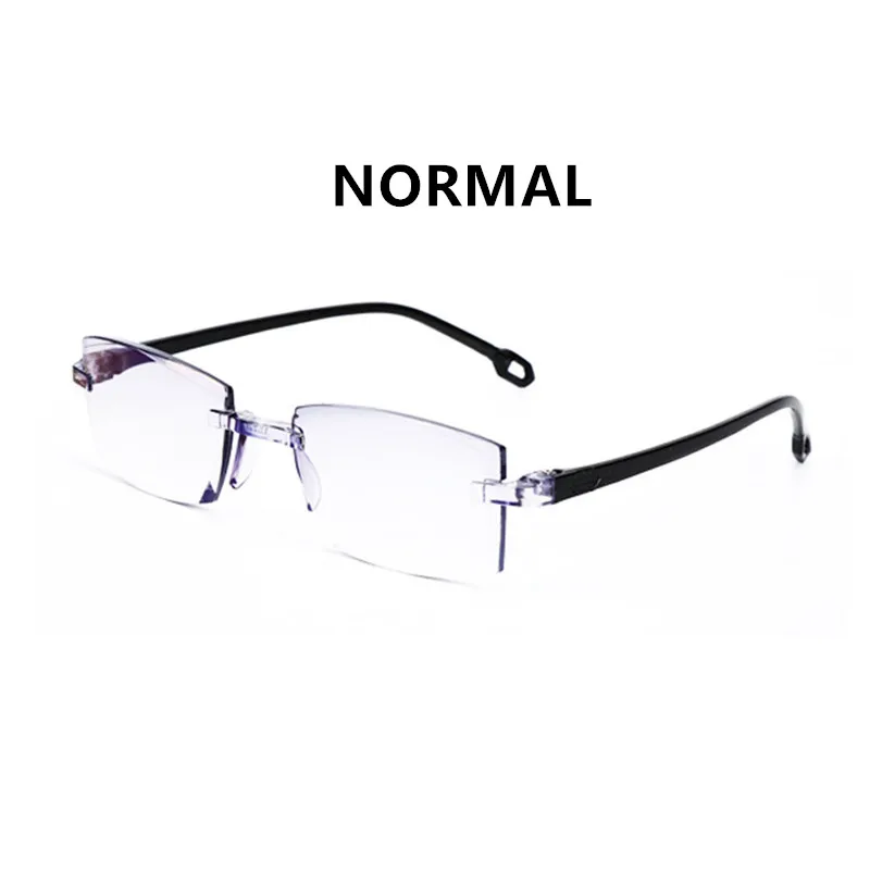 Высокое качество бифокальные анти синие очки для чтения портативный без оправы многофокальные дальнозоркости очки увеличение Алмазная резка - Цвет оправы: normal