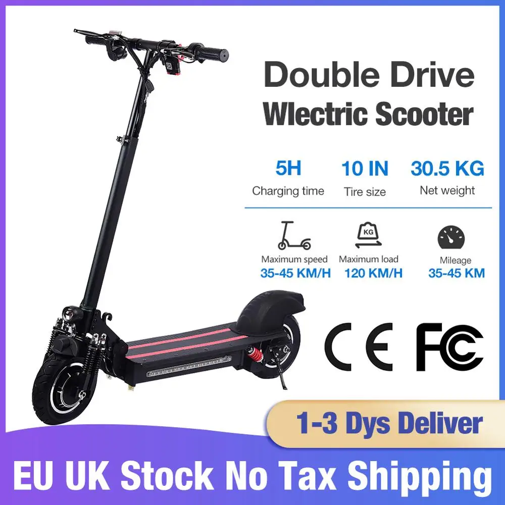 10 Inch Double-wheel Electric Scooter Adult Folding Speed Electric 45-60KM/H EU UK Stock Shipping - AliExpress