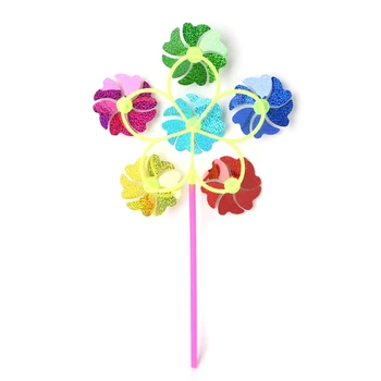 

Windmill Kids Toys Glow 6 Wheels Yard Garden Ornaments Colorful Outdoor Spinner