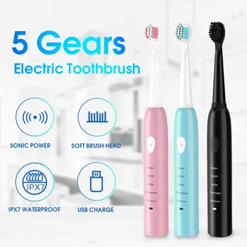 

Sonic Electric Toothbrush USB Charge Rechargeable Smart Chip Toothbrush Replacement Heads Teeth Whitening bamboo Tooth brush