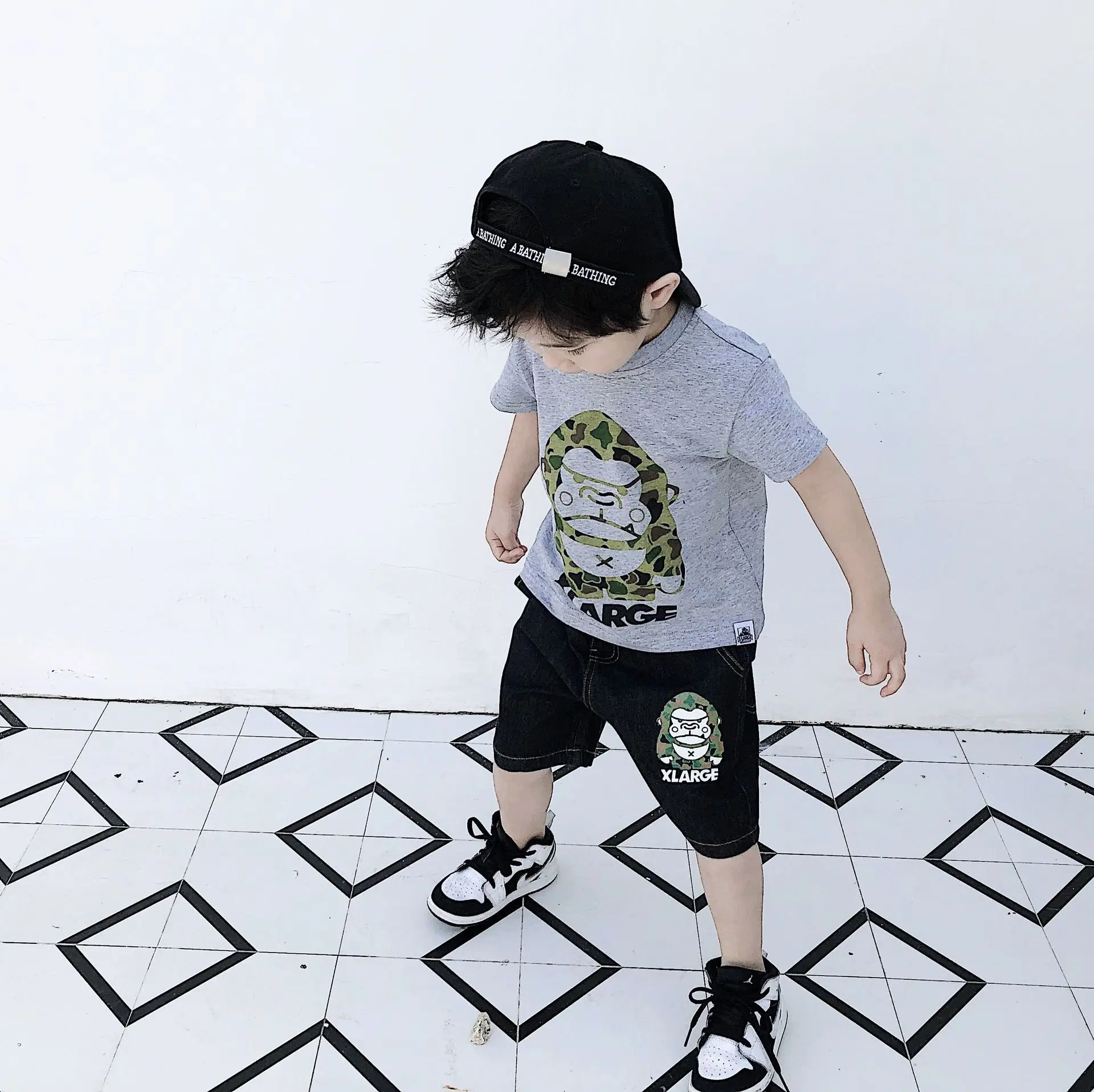 Summer New Style Japanese-style Popular Brand Childrenswear Men And Women Children Pants Camouflage Gorilla Denim Shorts