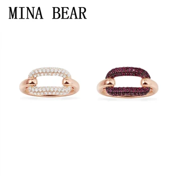 

MINA BEAR Fashion High Quality Burgundy Link 1: 1 Copy, Monaco Women's White Link Fashion Glamour Ring Jewelry Gift (with Logo)