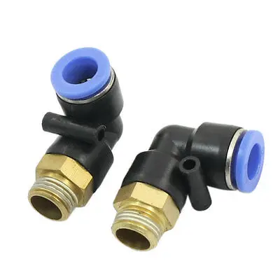 

2pcs 3/8PT Male Thread 12mm to 12mm Pneumatic L-Joint Quick Fitting Coupler