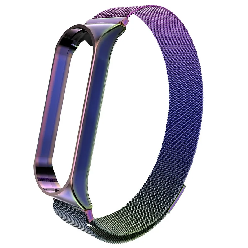 Mi Band 3 4 магнитный ремешок на запястье металлический Безвинтовой браслет из нержавеющей стали mi band 4 3 браслет ремешок для Xiaomi mi 4 3 браслет - Цвет: Яркий