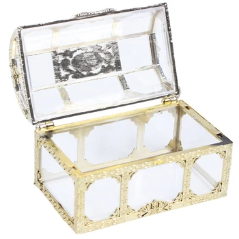 

20Pcs Top Grade Large Size Treasure Box Gold Transparent Plastic Wedding Gift Boxes Baby Shower Candy Box Jewellery Box